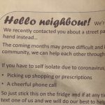 Covid-19 : neighbours helping neighbours